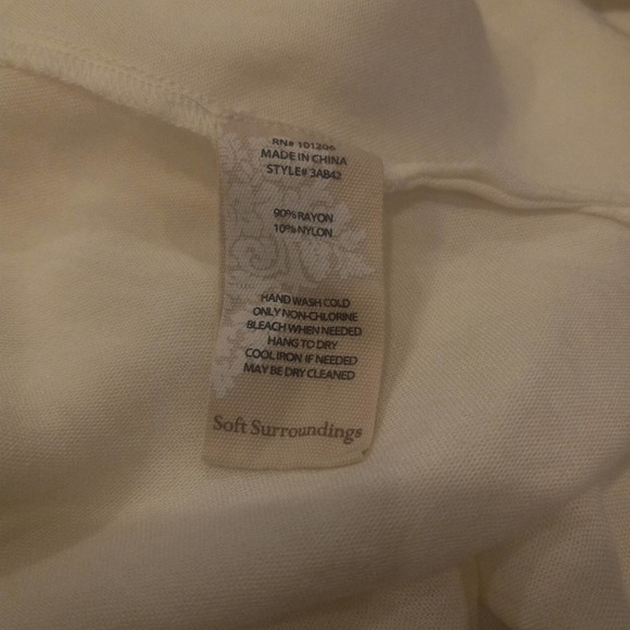 Soft Surroundings White V Neck Button Top - Picture 5 of 6